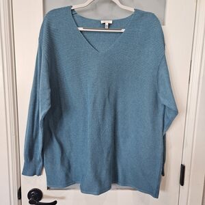 Ella Moss Teal V-Neck Sweater